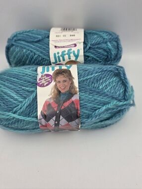 2 Teal #321 Jiffy Lion Brand Norfolk Yarn Mohair Look 2.5 oz 115 yd Dupont Orlon